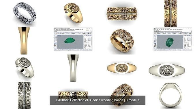 CJC0613 Collection of 3 ladies wedding bands 