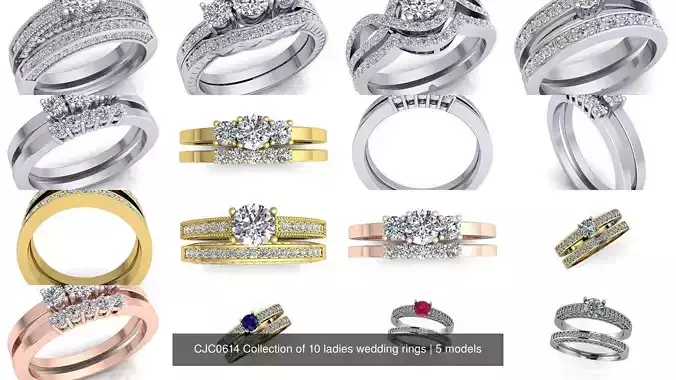 CJC0614 Collection of 10 ladies wedding rings