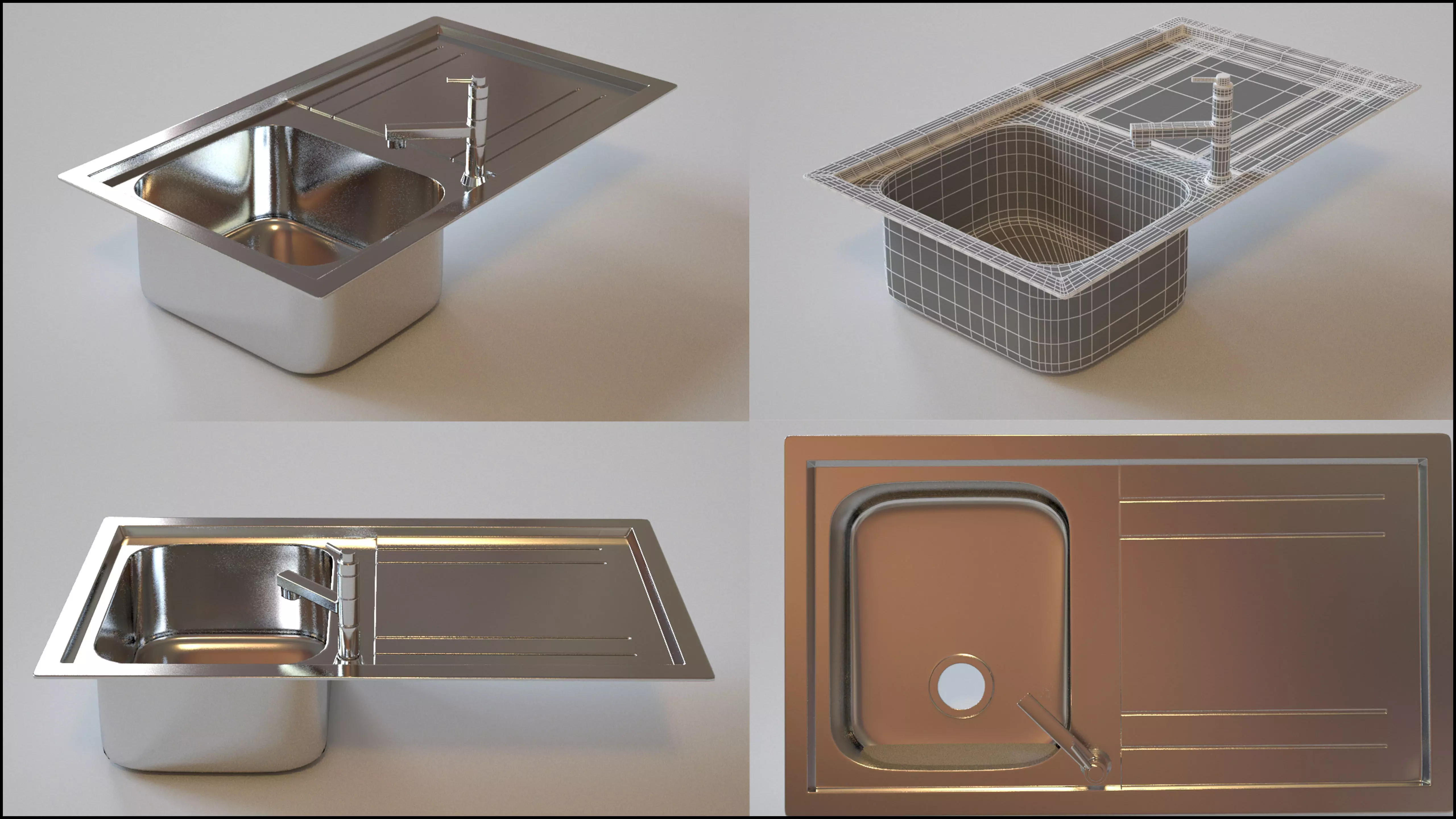 Kitchen Sink with Single Bowl Drainer Free 3D model