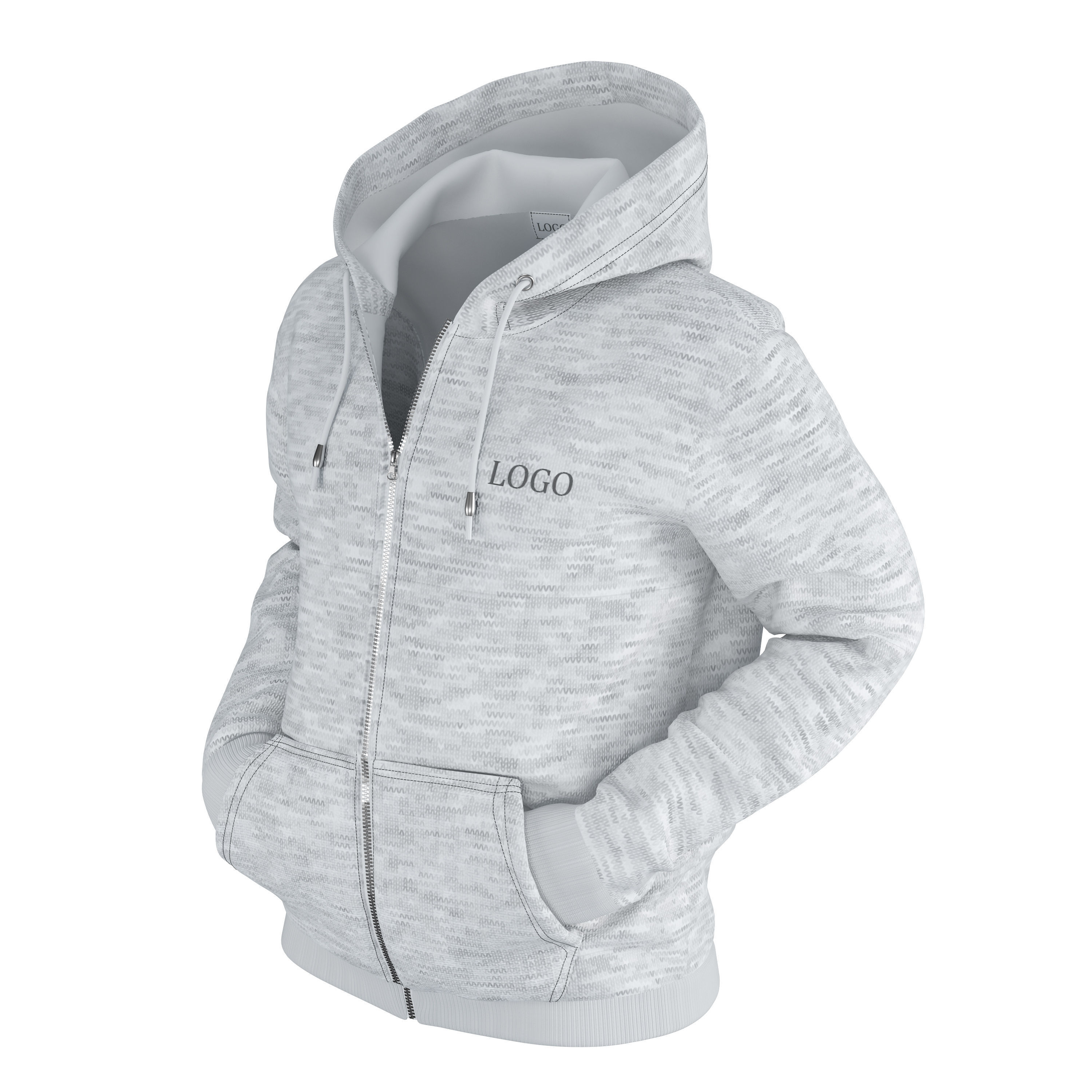 Zipped Hoodie 3D model_1