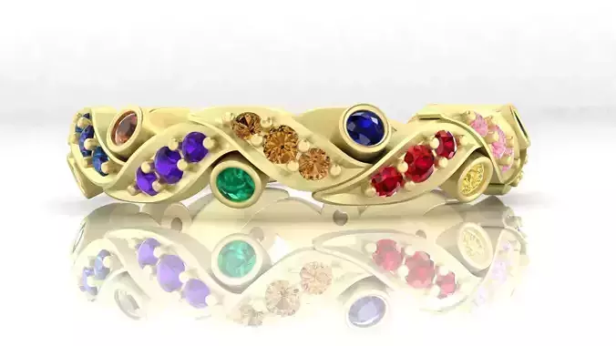 ring with leaves and diamonds