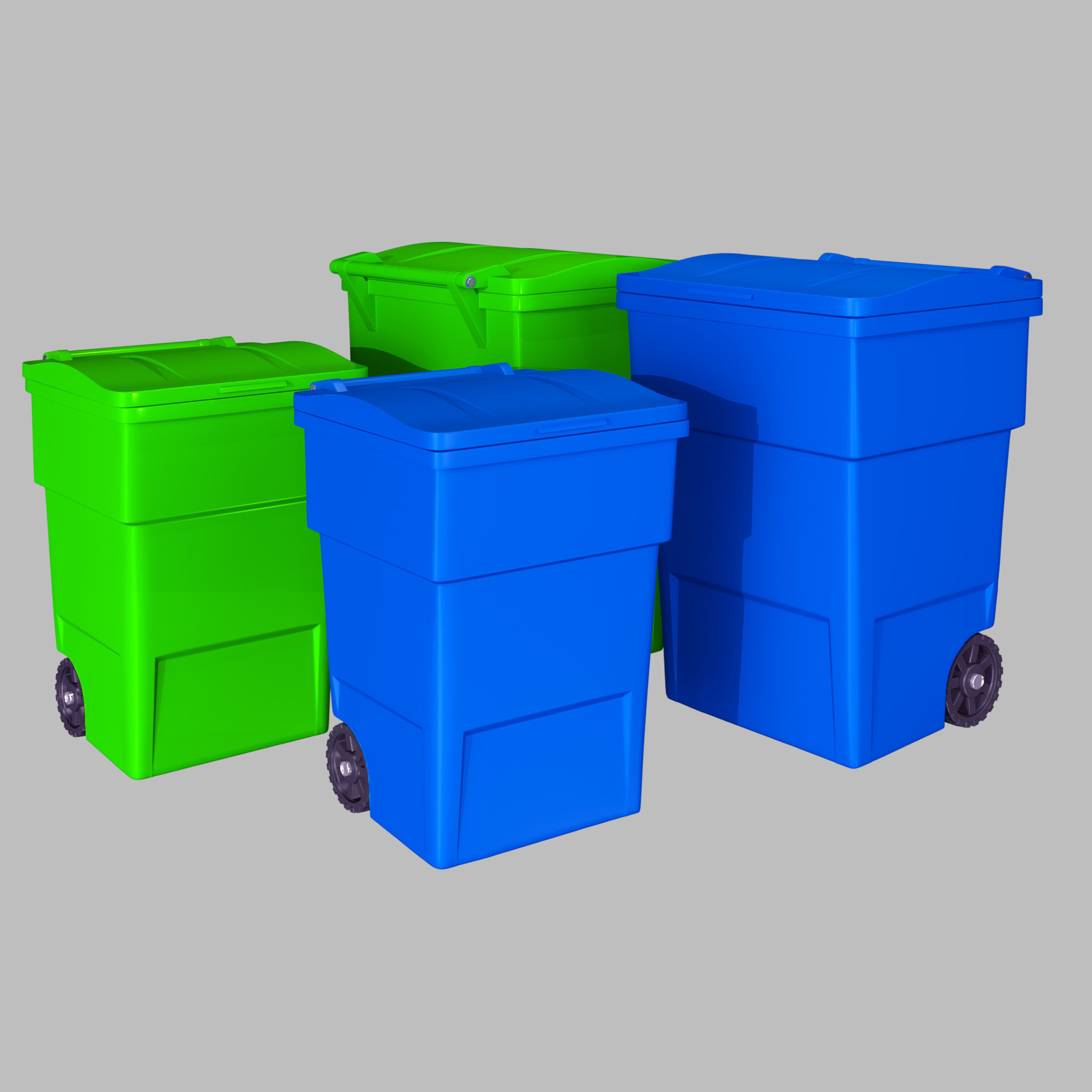 Dustbin trash can on wheels 3D model_1