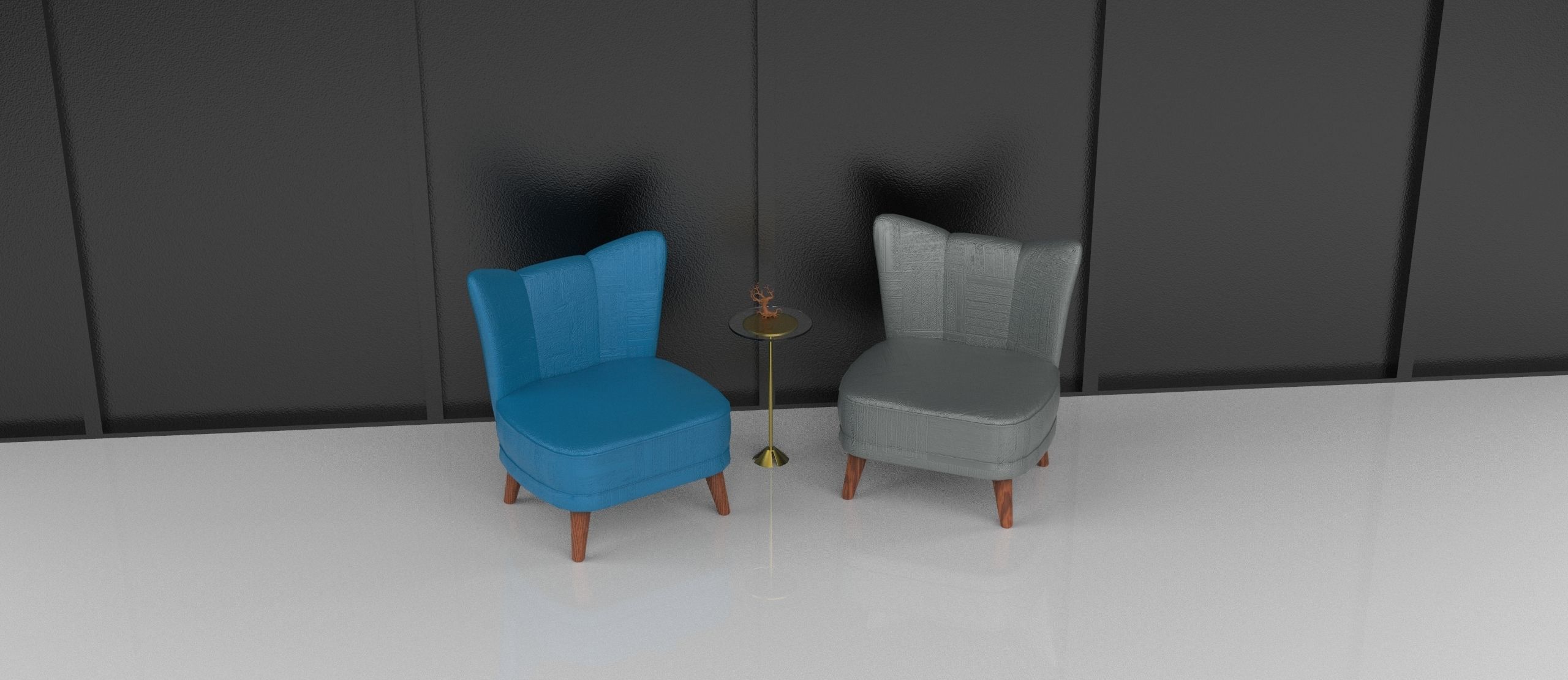 Armchair two chairs 3D model_1