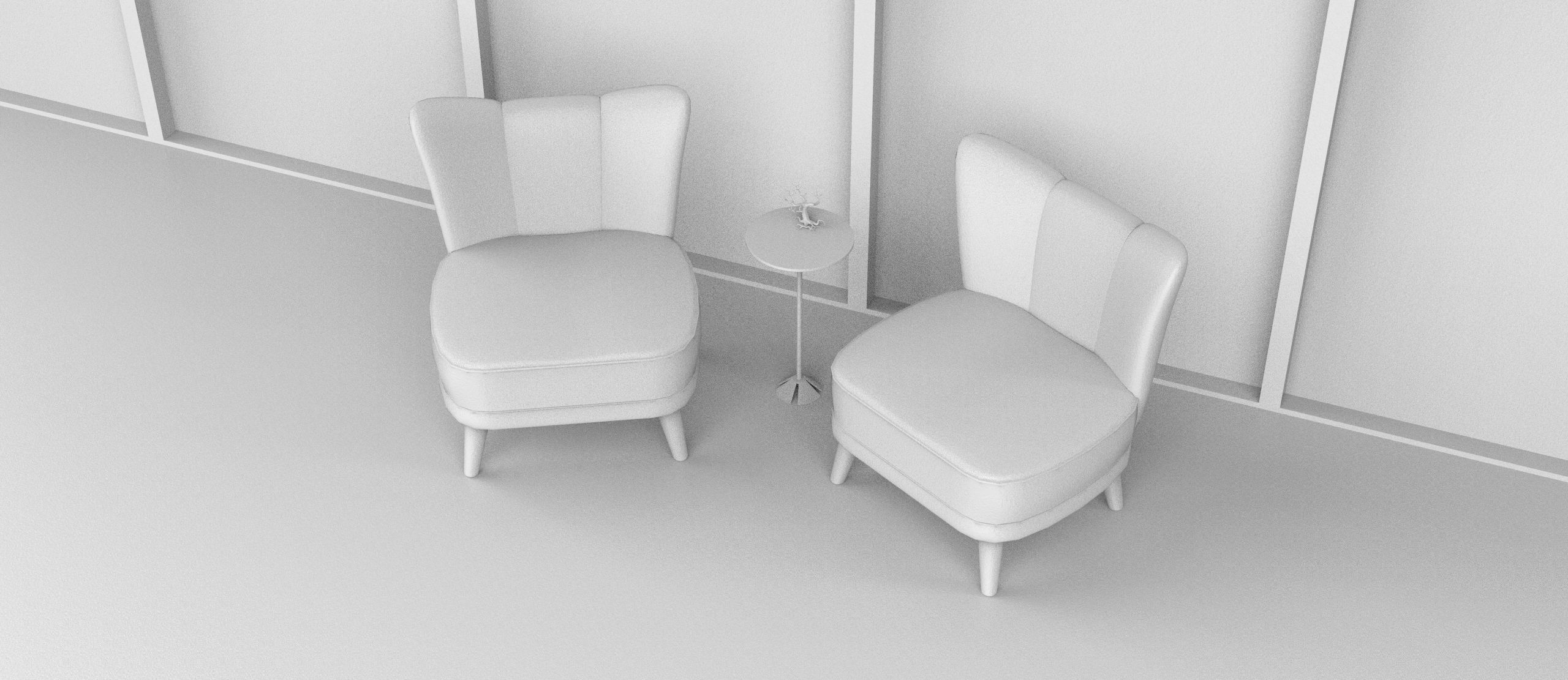Armchair two chairs 3D model_3