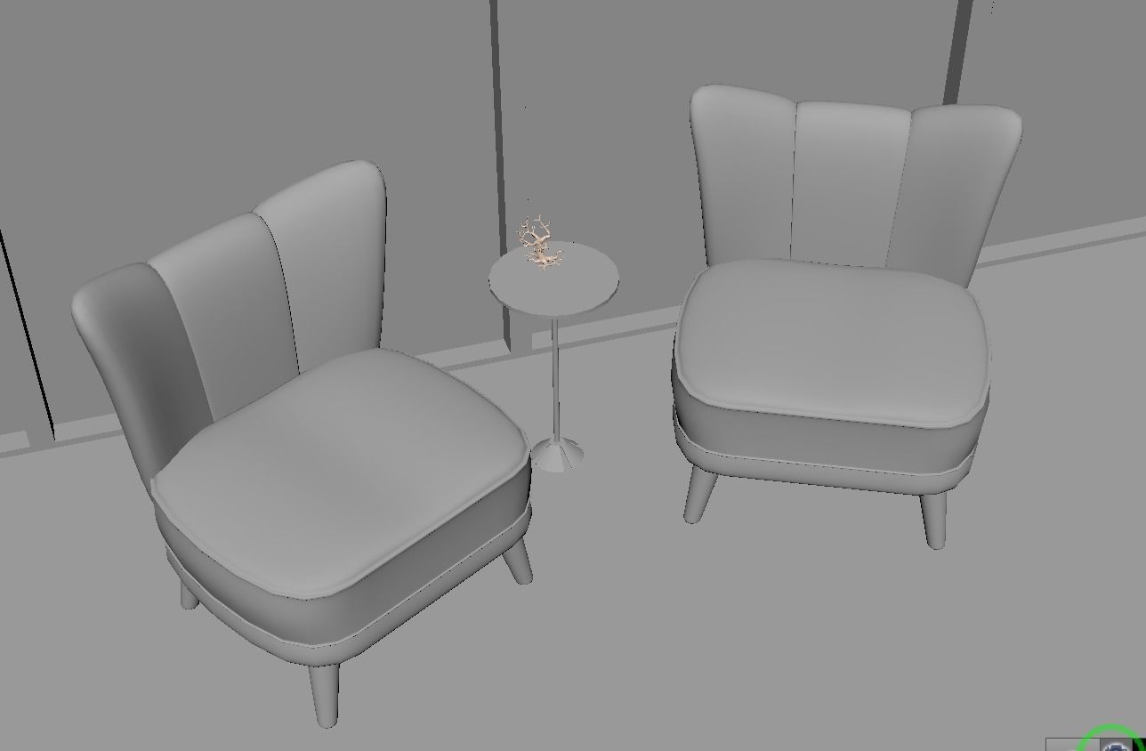 Armchair two chairs 3D model_4