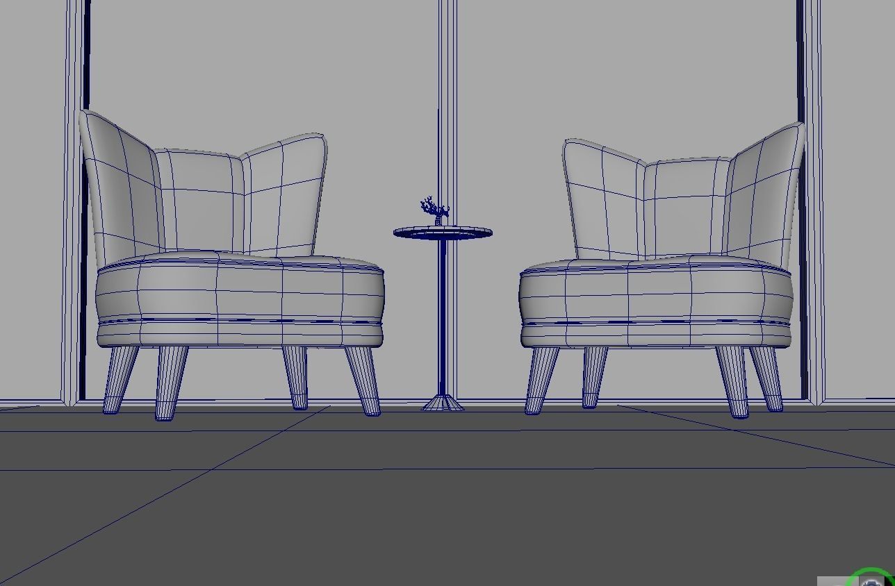 Armchair two chairs 3D model_5