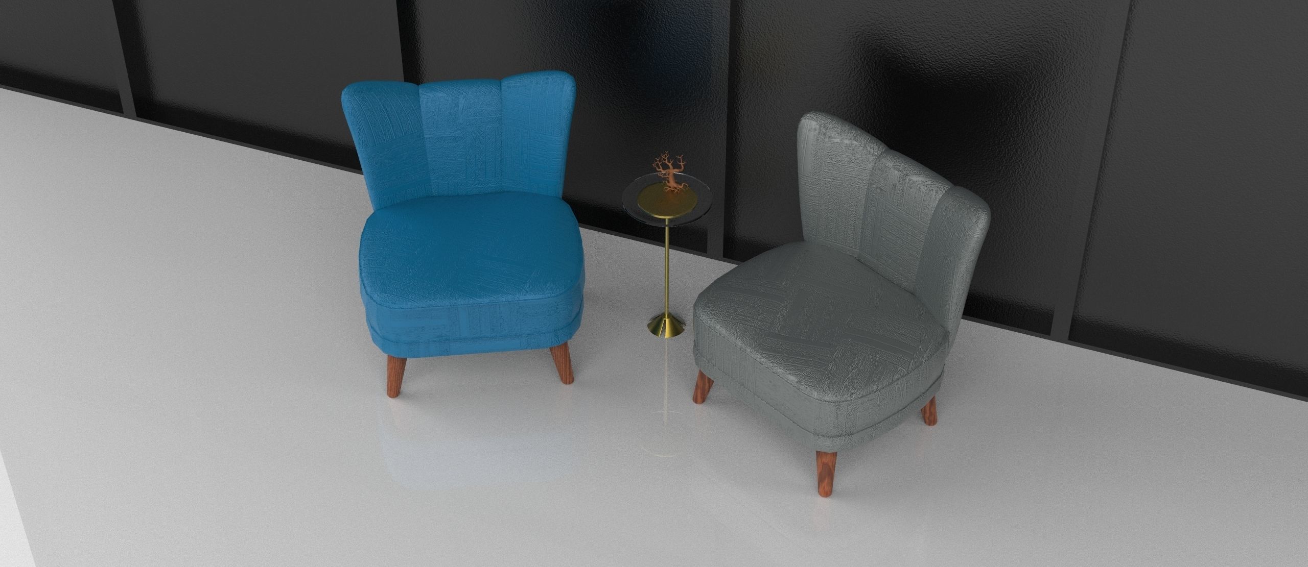 Armchair two chairs 3D model_2