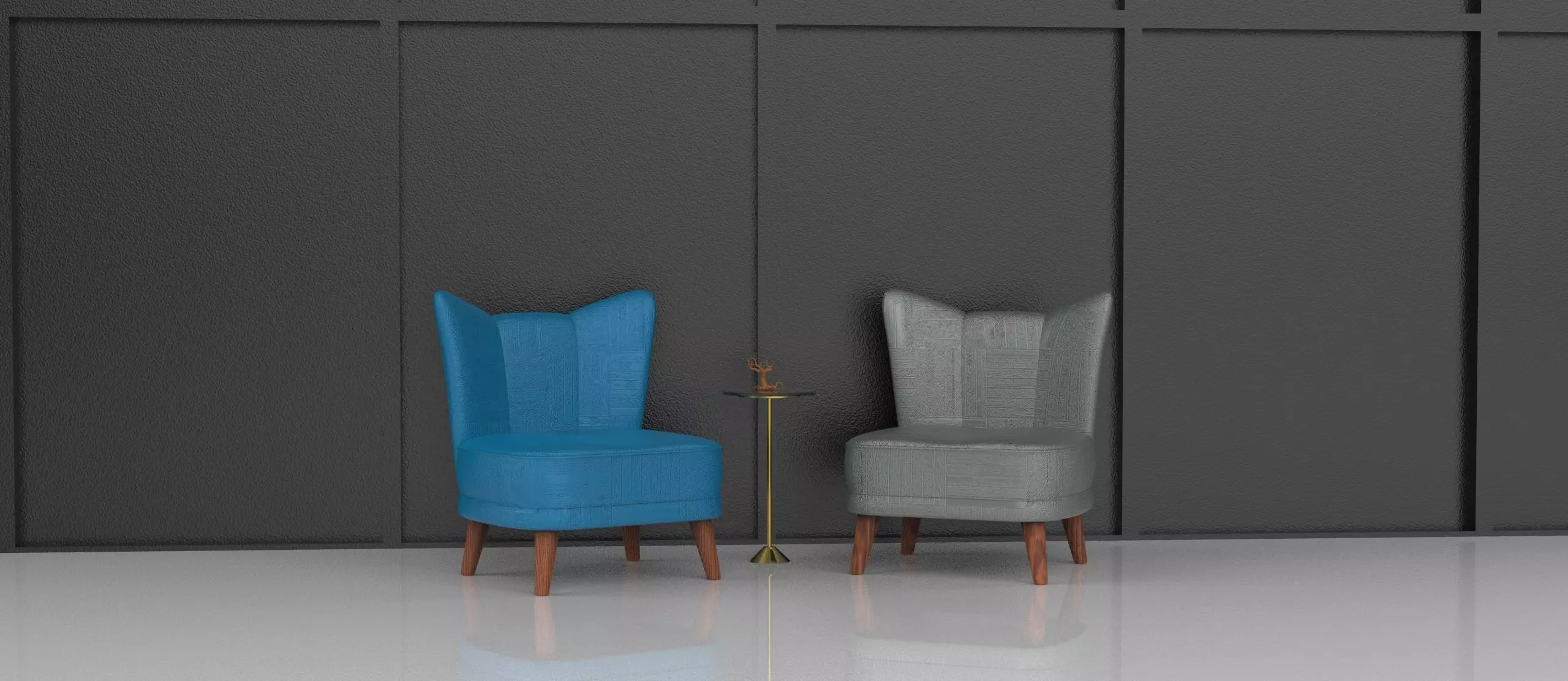Armchair two chairs 3D model_0