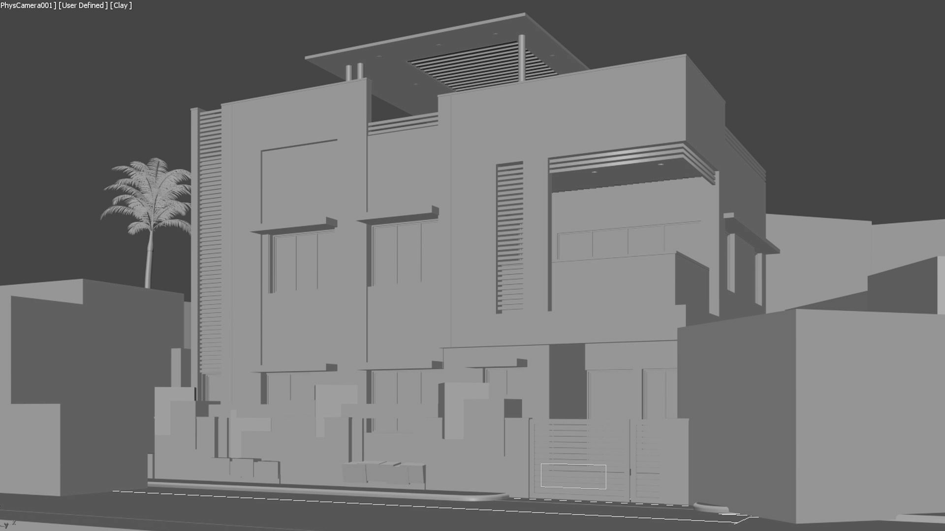 Modern Villa Night House 3D model_4