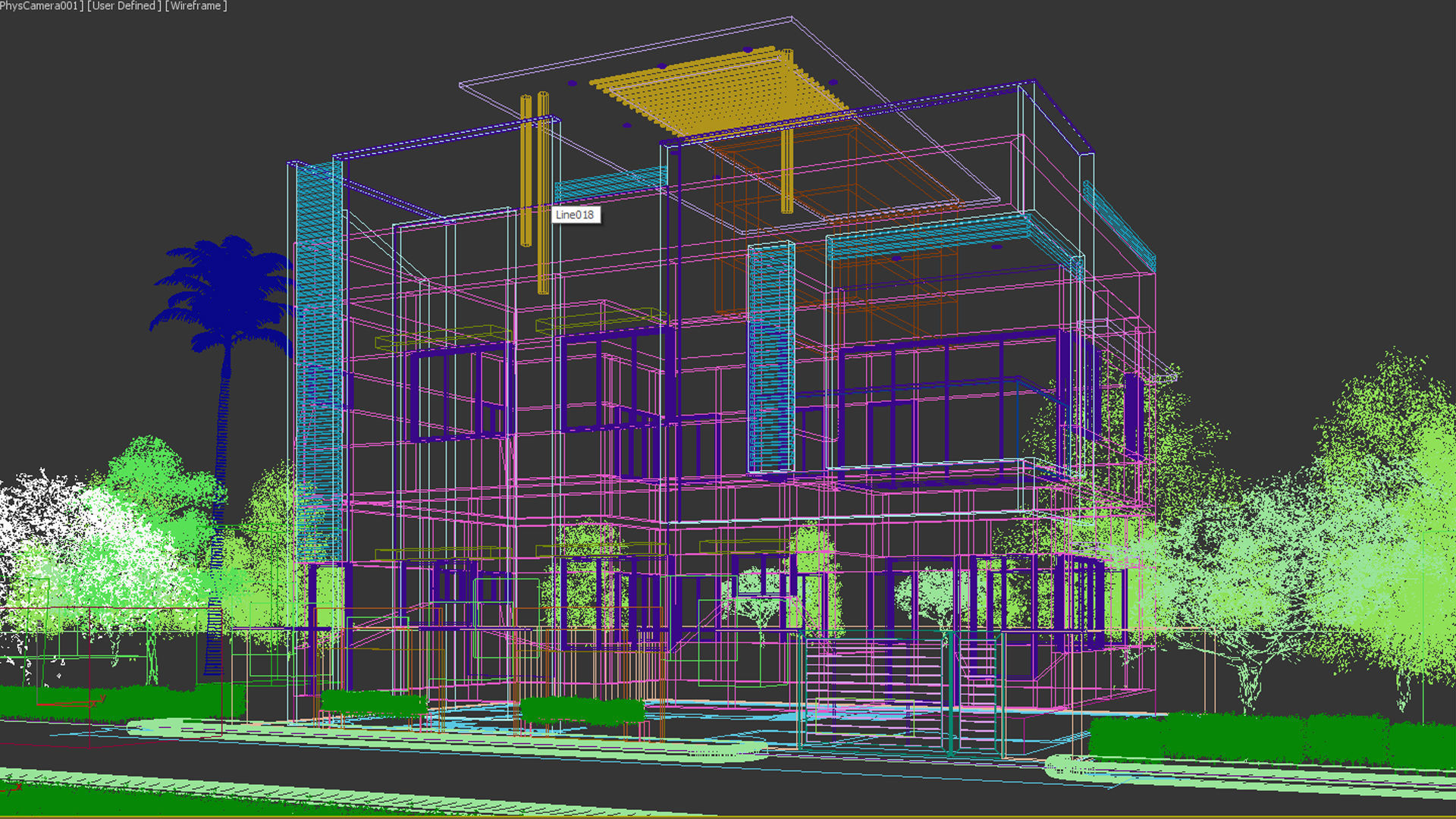 Modern Villa Night House 3D model_3