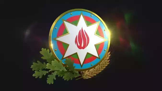 National emblem of Azerbaijan Low-poly 3D model