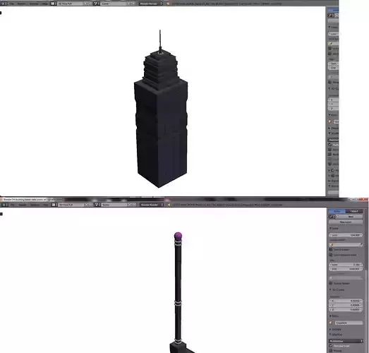 Skyscraper with lightpole top Black texturing