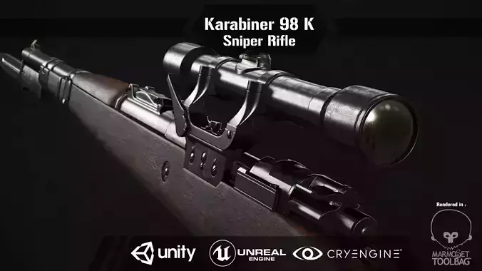 Karabiner 98 k Low-poly 3D model