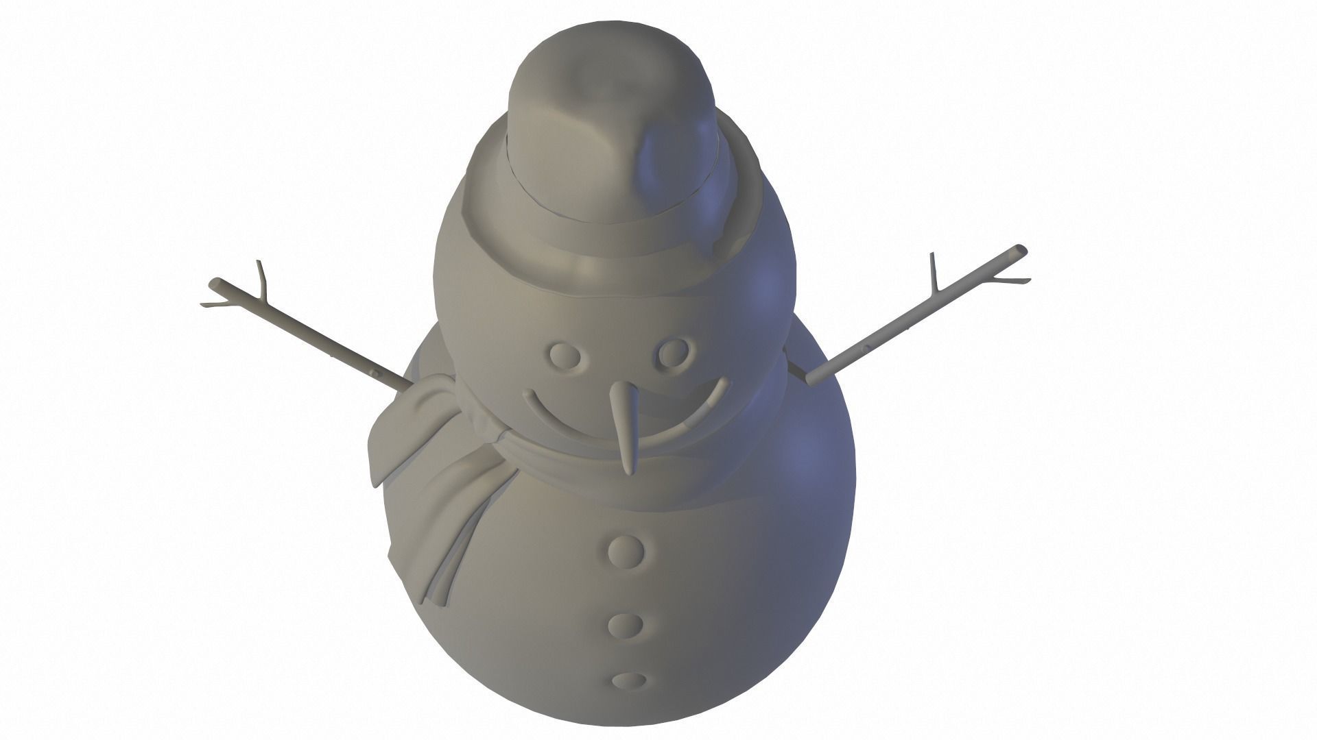 Snowman wearing scarf and hat 3D model_11