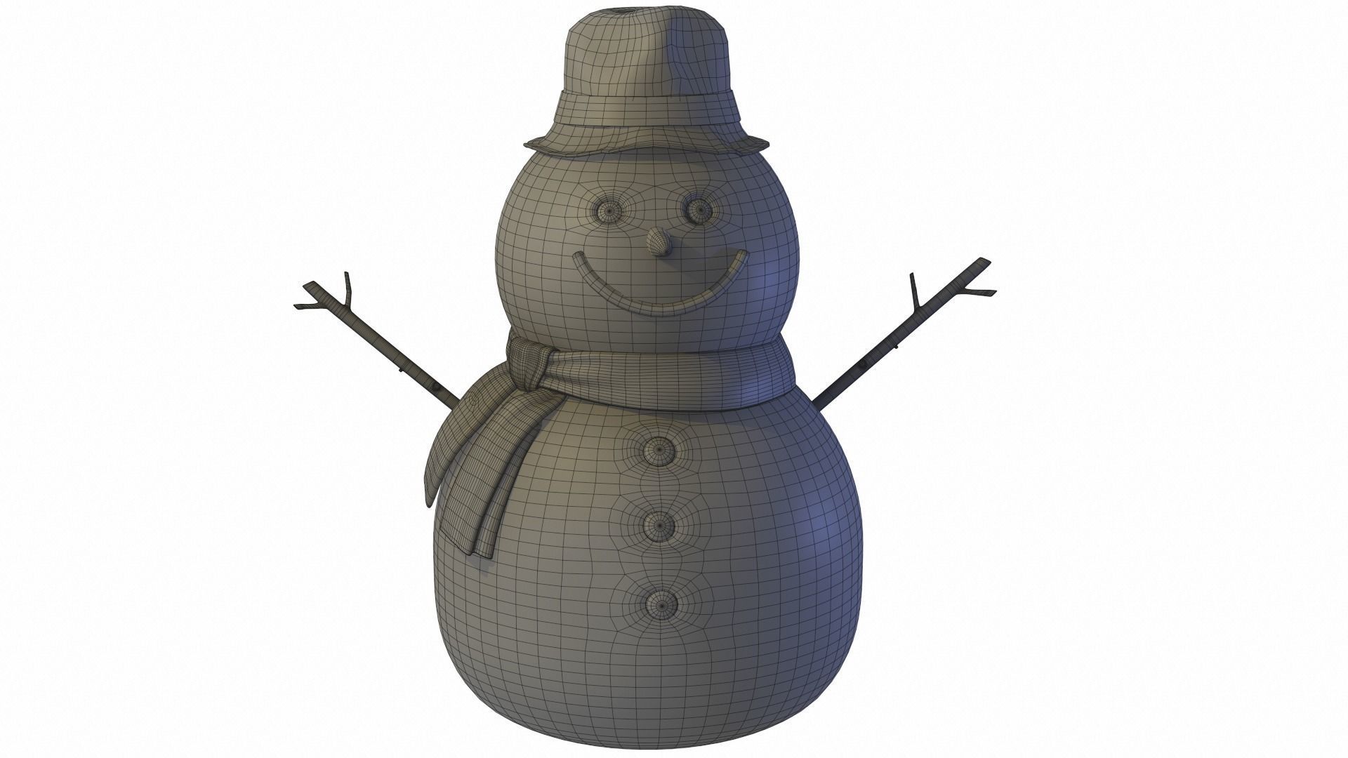 Snowman wearing scarf and hat 3D model_12