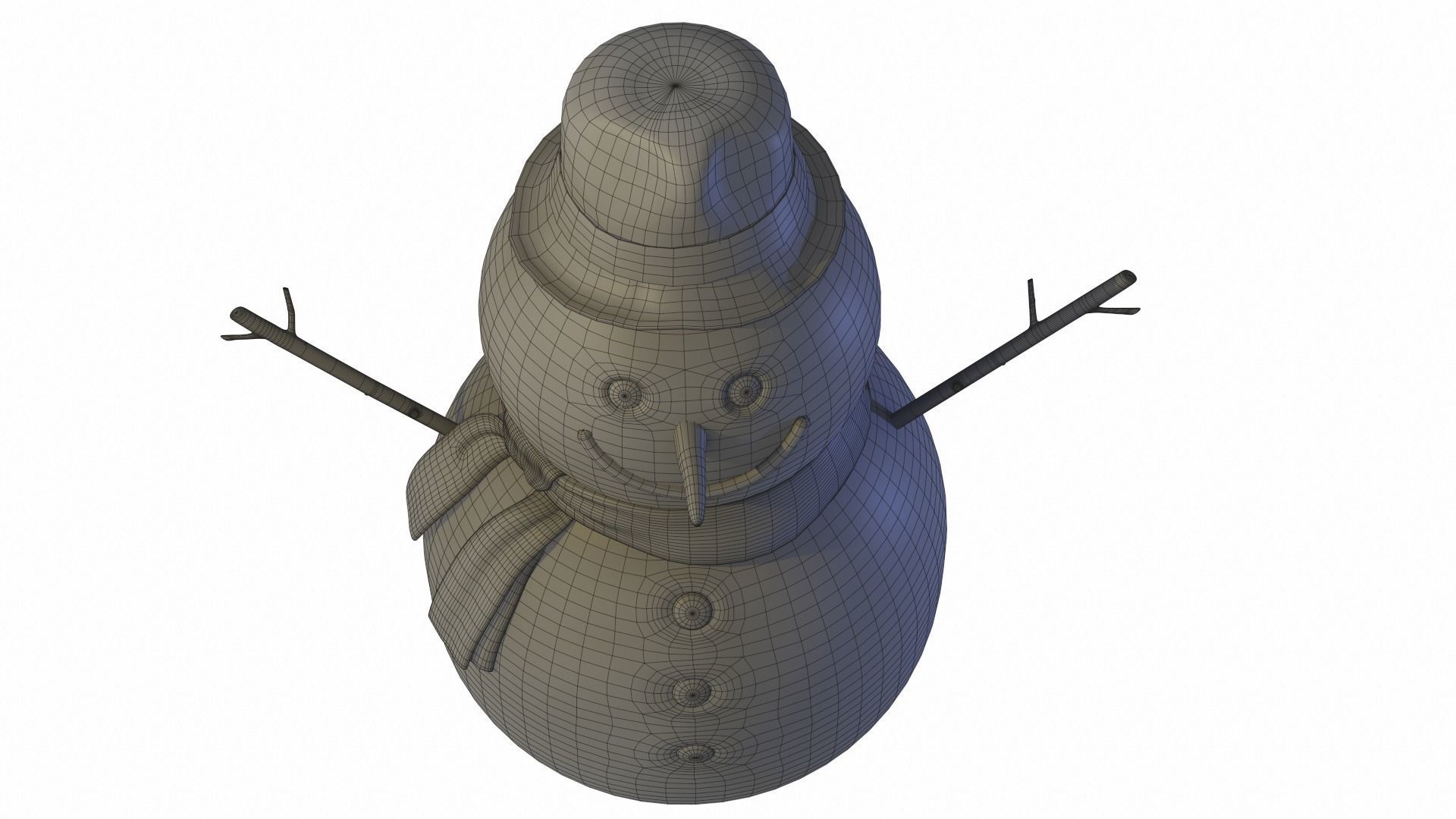 Snowman wearing scarf and hat 3D model_17