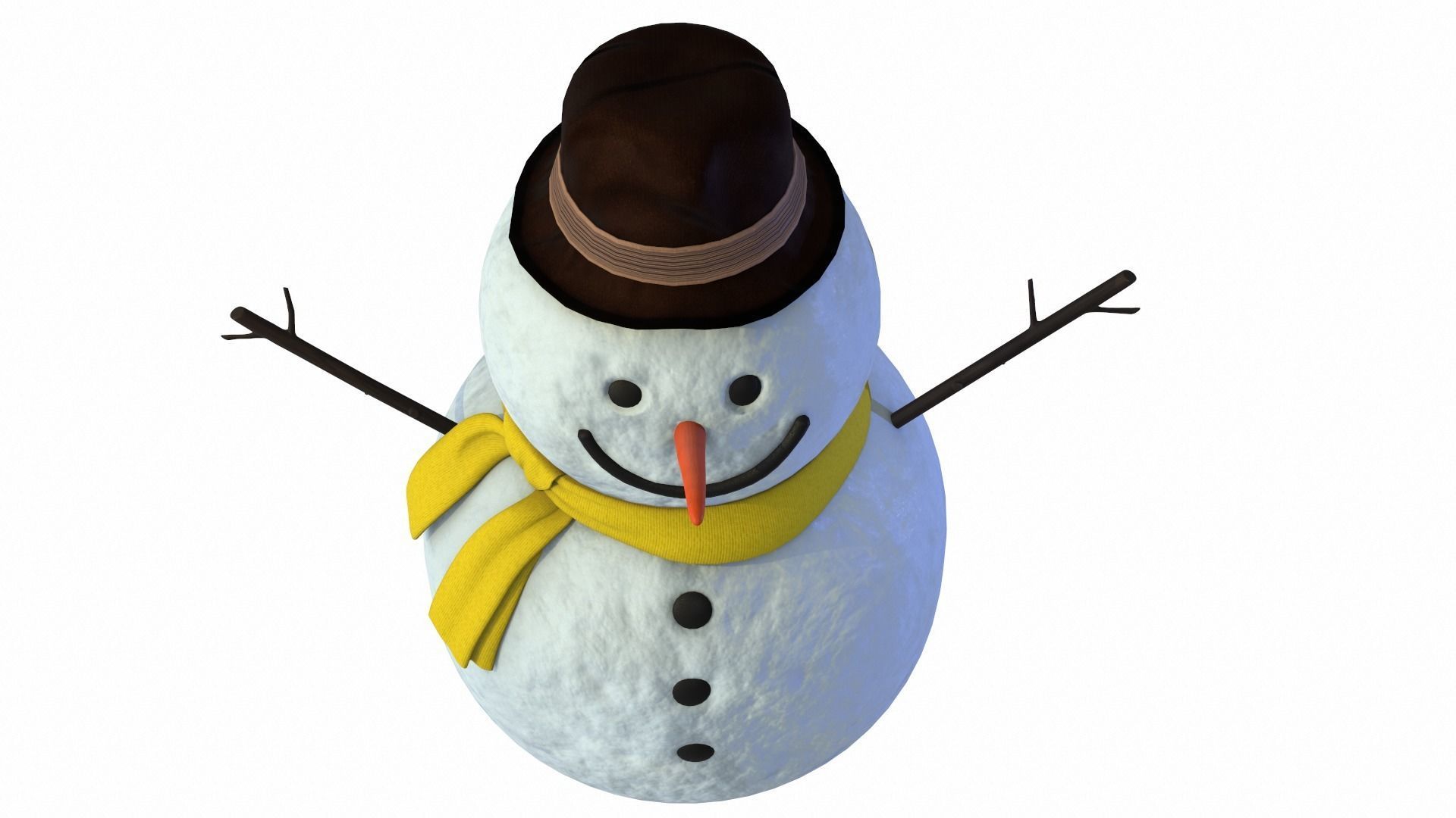 Snowman wearing scarf and hat 3D model_5