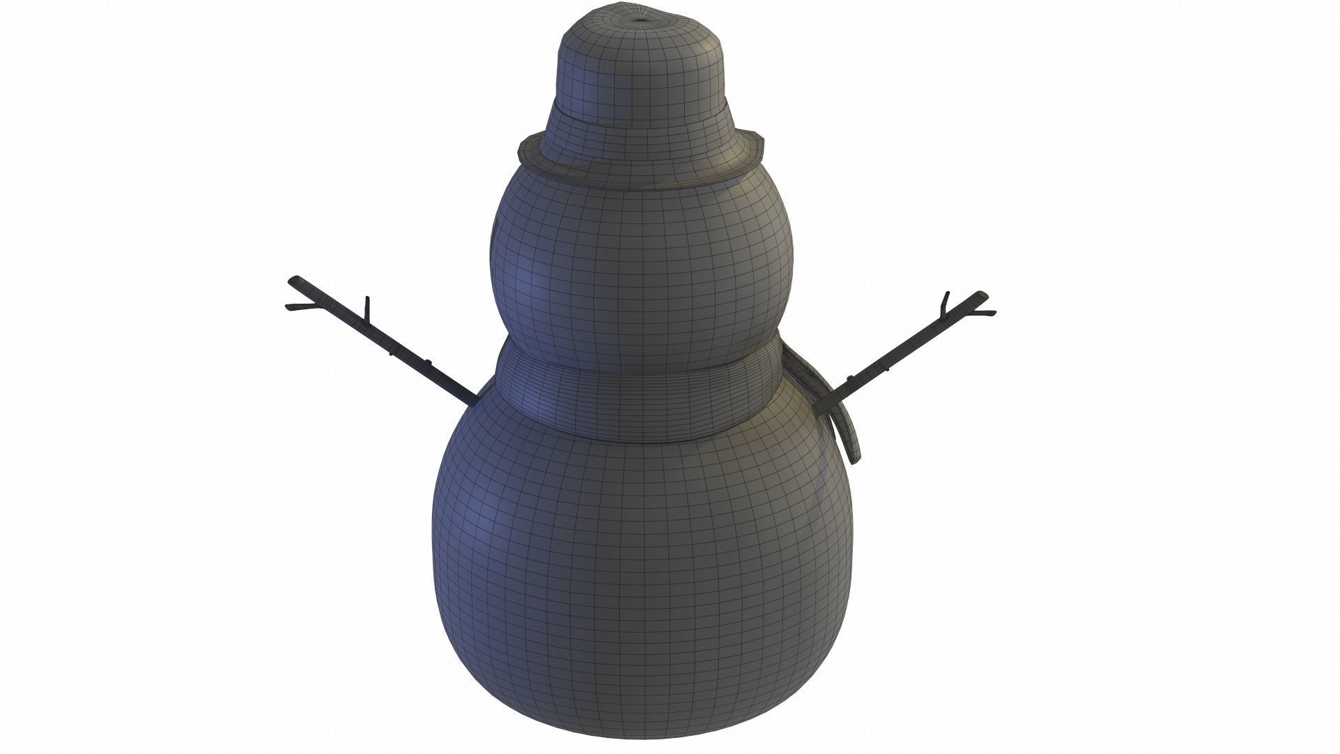 Snowman wearing scarf and hat 3D model_15