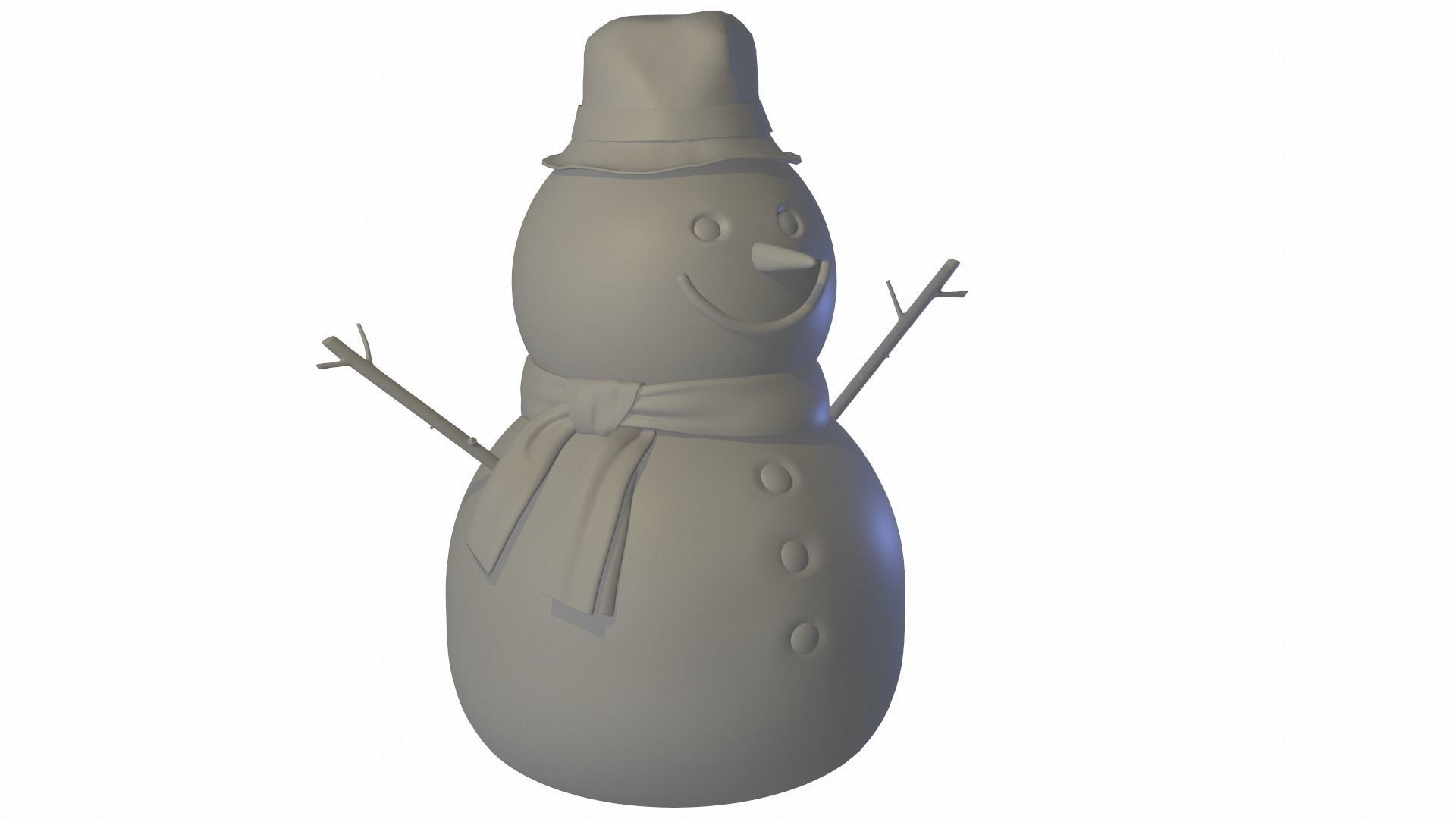 Snowman wearing scarf and hat 3D model_7