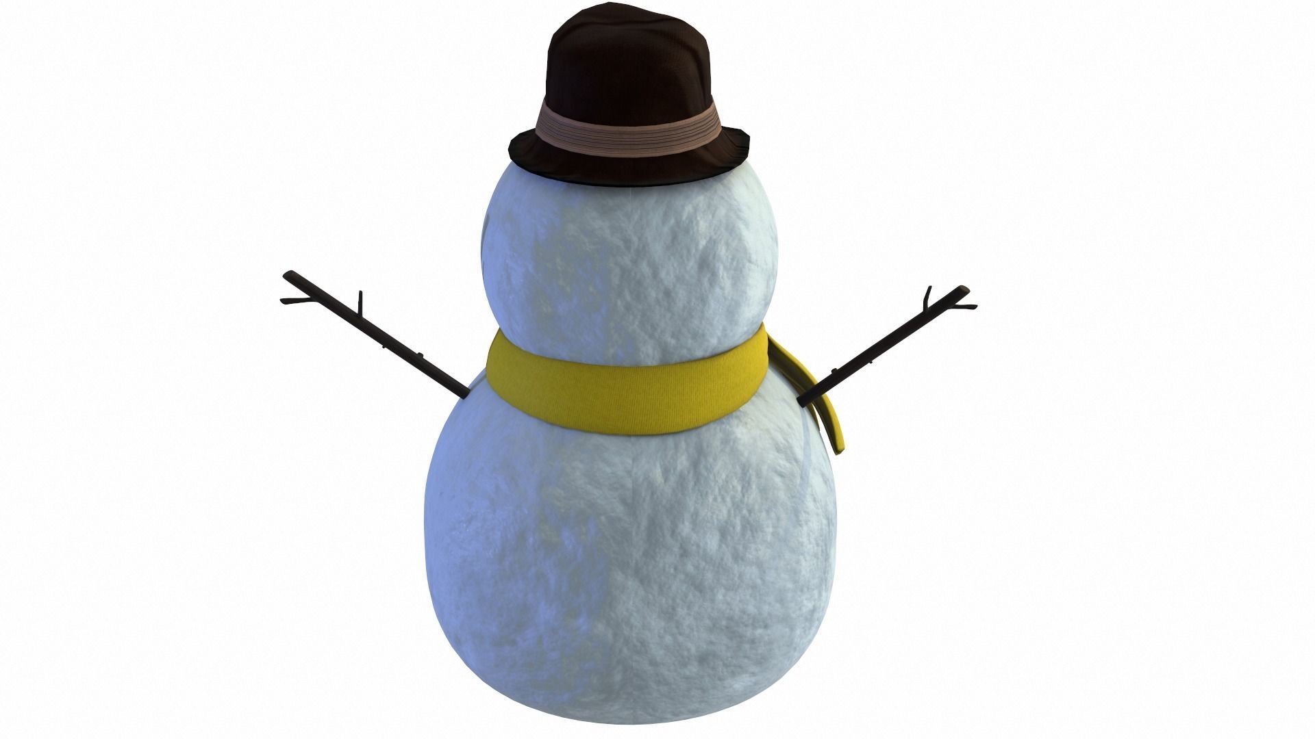 Snowman wearing scarf and hat 3D model_3