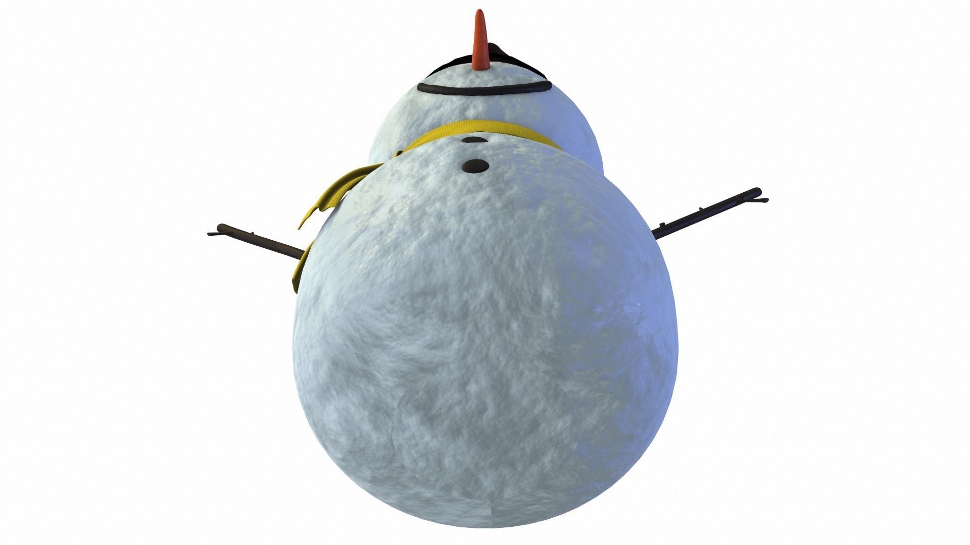 Snowman wearing scarf and hat 3D model_4