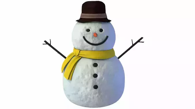 Snowman wearing scarf and hat