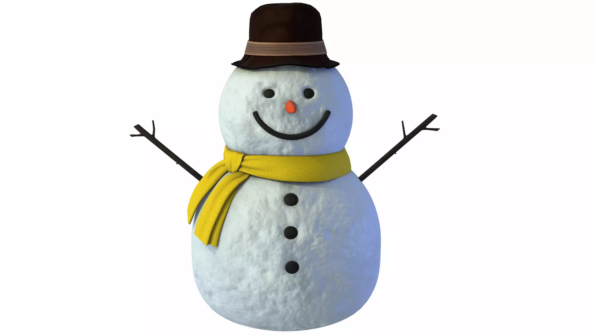 Snowman wearing scarf and hat 3D model_0
