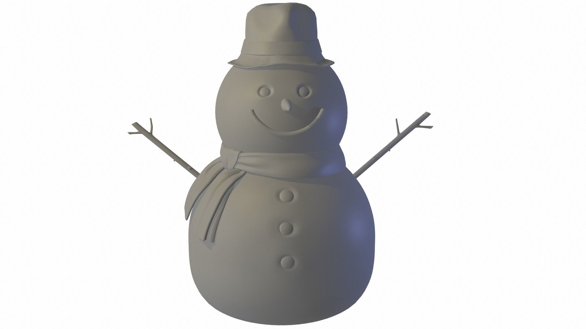Snowman wearing scarf and hat 3D model_6