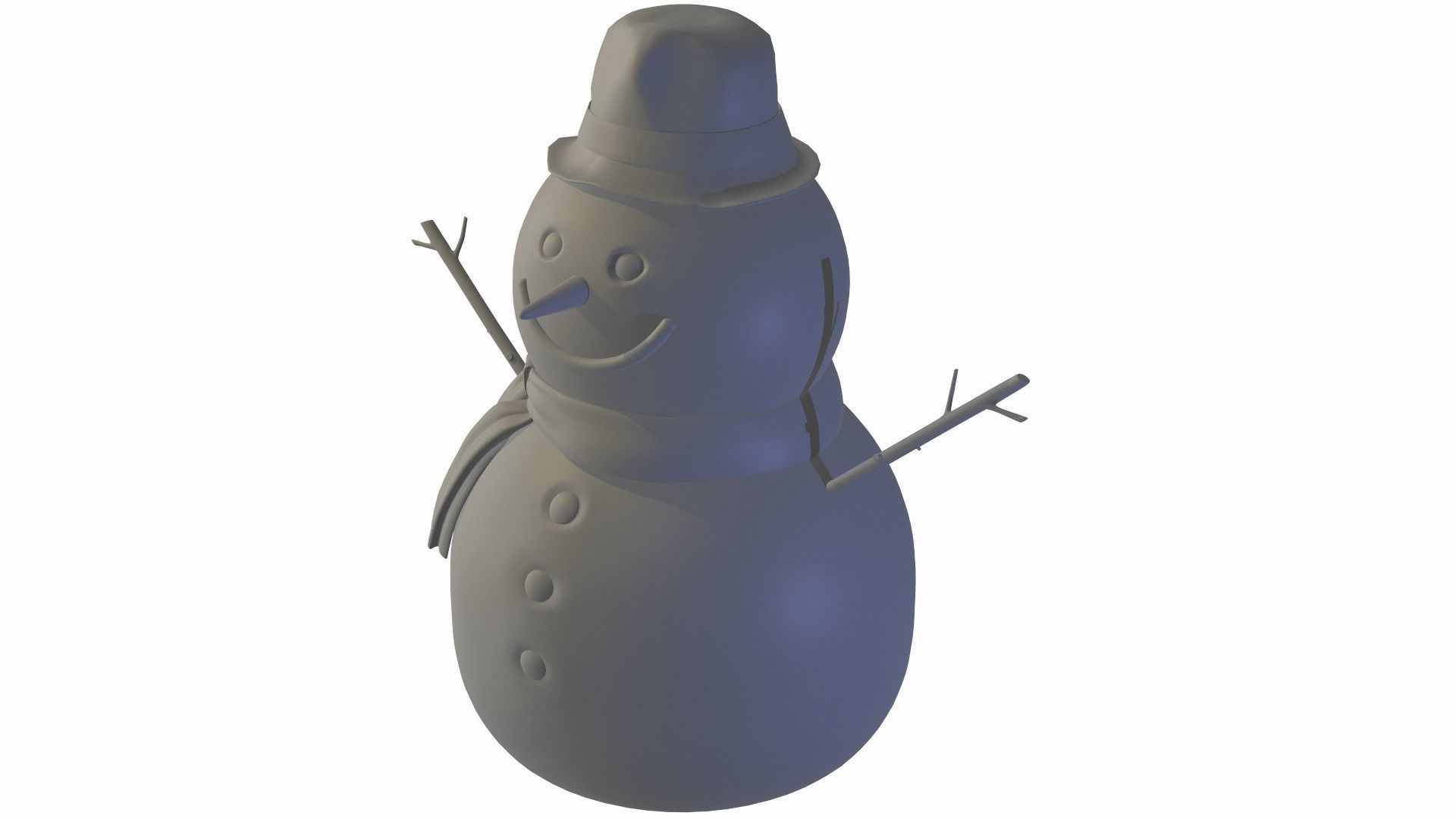 Snowman wearing scarf and hat 3D model_8
