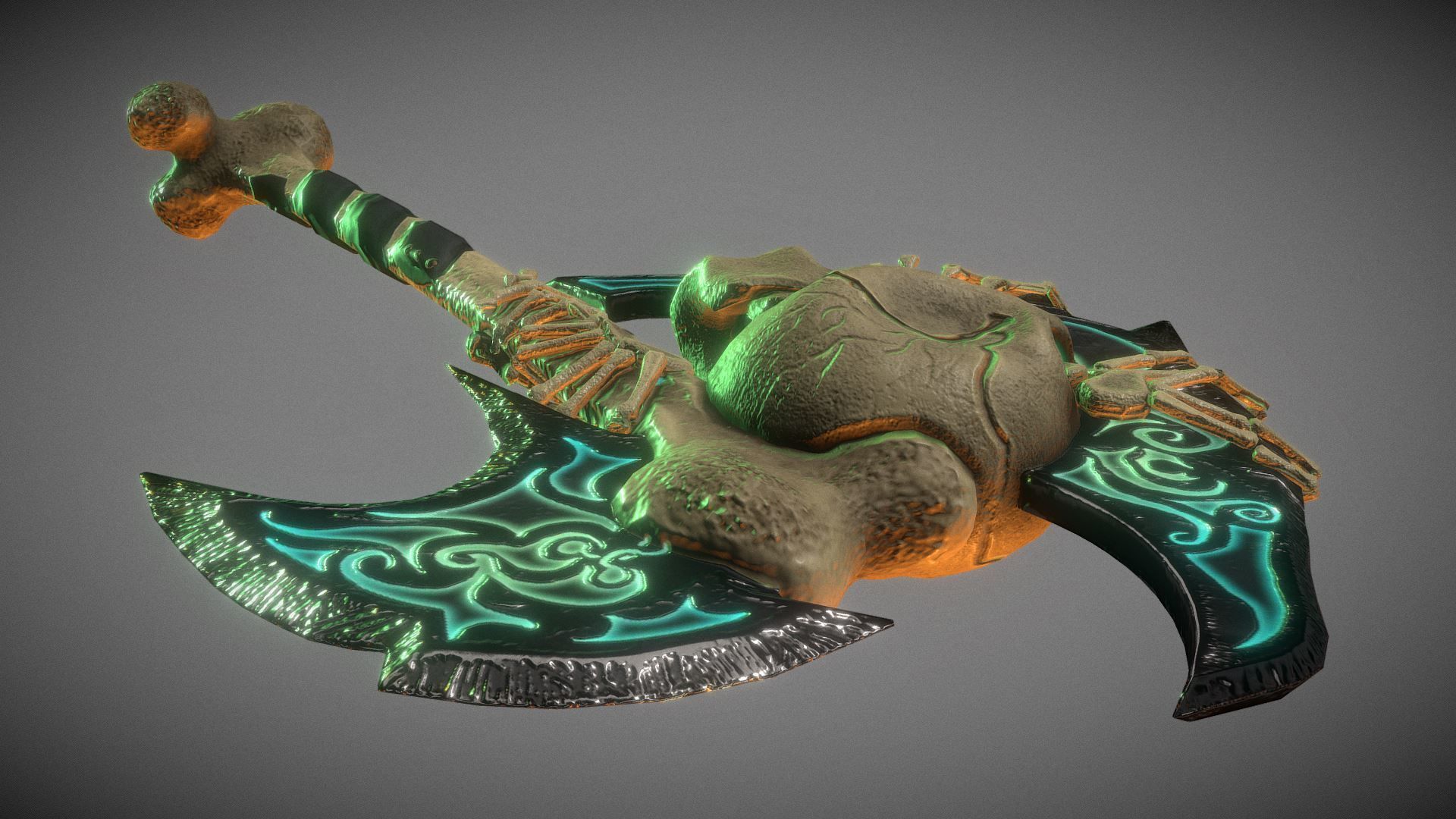 Skelton Axe Low-poly 3D model_3