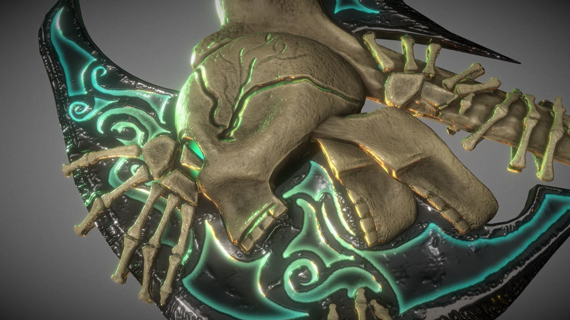 Skelton Axe Low-poly 3D model_2