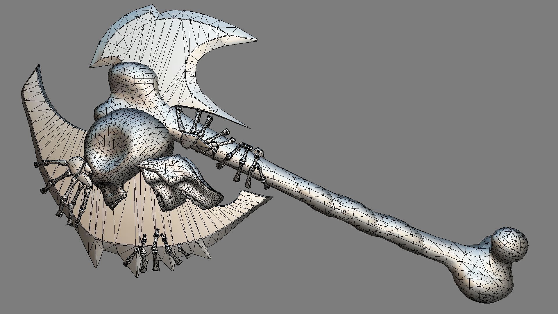 Skelton Axe Low-poly 3D model_4