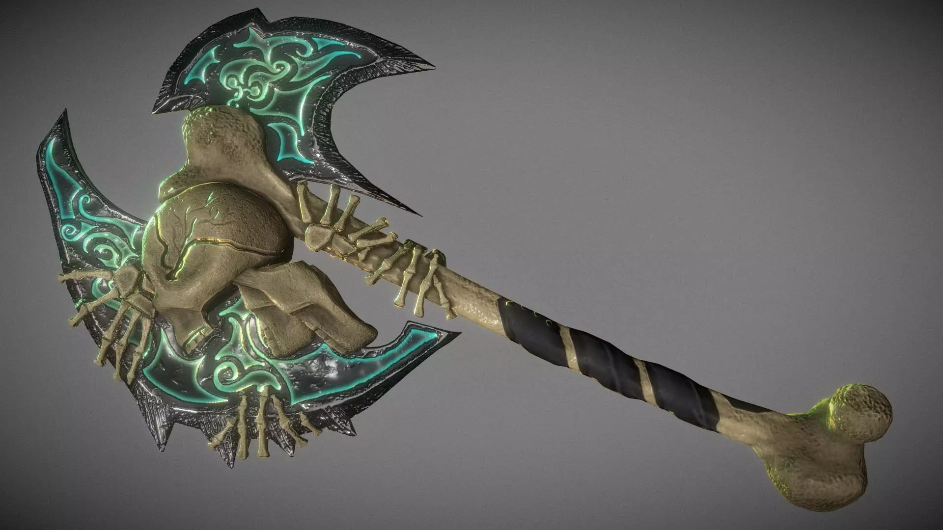 Skelton Axe Low-poly 3D model_0