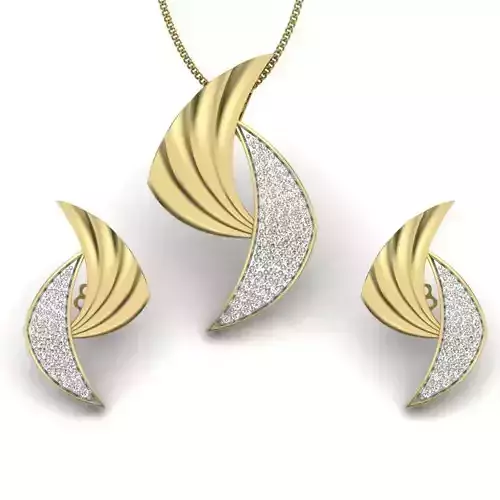 Women pendant-earrings set 3dm render detail