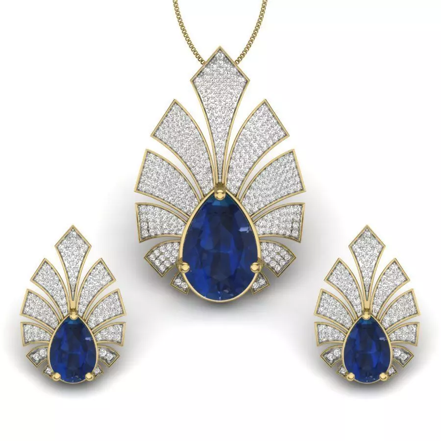 Women pendant-earrings set 3dm render detail 3D print model