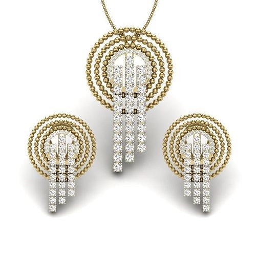 Women pendant-earrings set 3dm render detail 3D print model