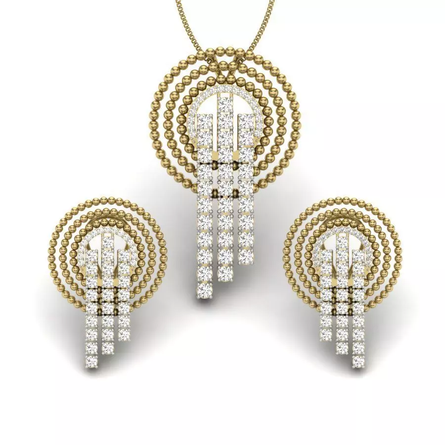 Women pendant-earrings set 3dm render detail 3D print model_0