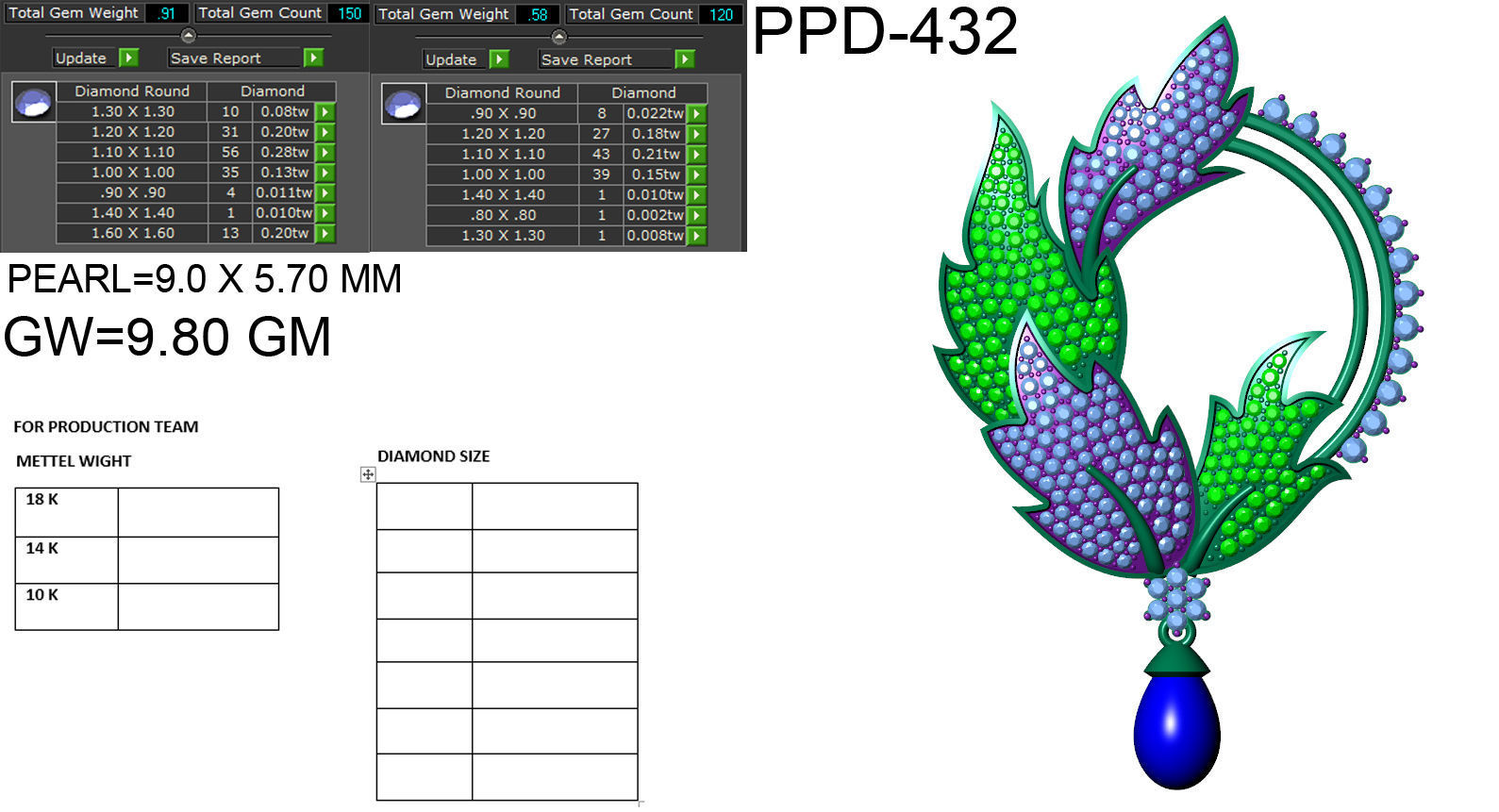 Women pendant-earrings set 3dm render detail 3D print model_13