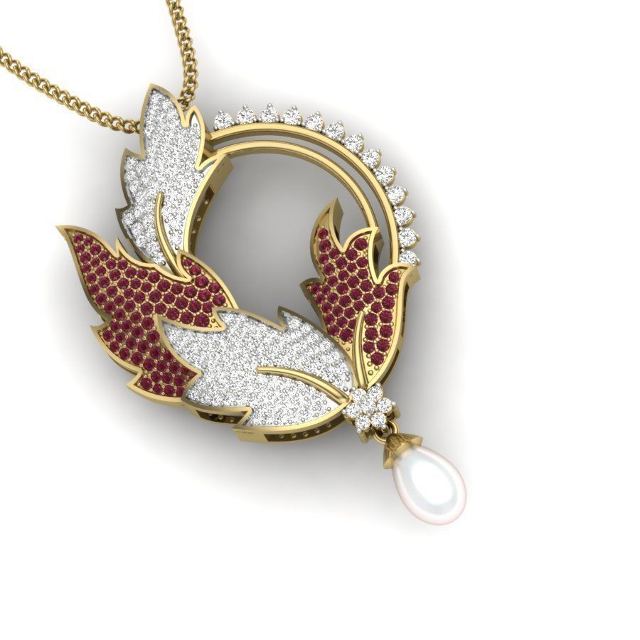 Women pendant-earrings set 3dm render detail 3D print model_11