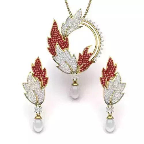 Women pendant-earrings set 3dm render detail 3D print model