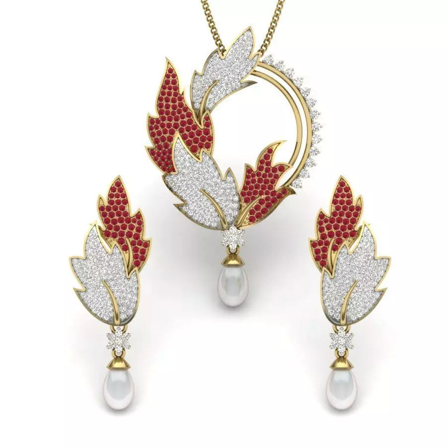 Women pendant-earrings set 3dm render detail 3D print model_0