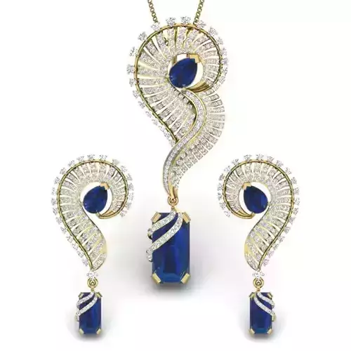 Women pendant-earrings set 3dm render detail 3D print model