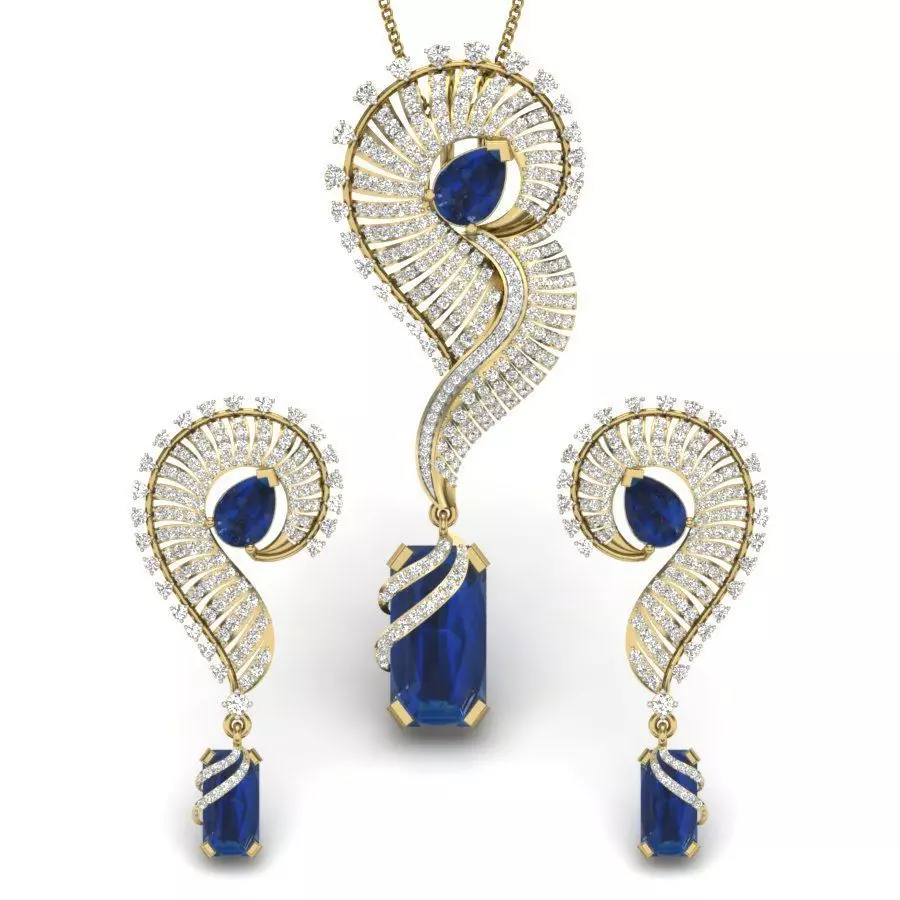 Women pendant-earrings set 3dm render detail 3D print model