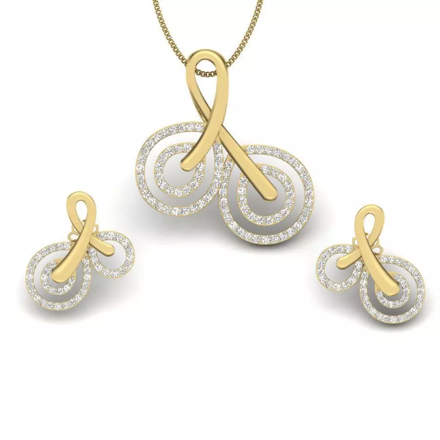 Women pendant-earrings set 3dm render detail 3D print model