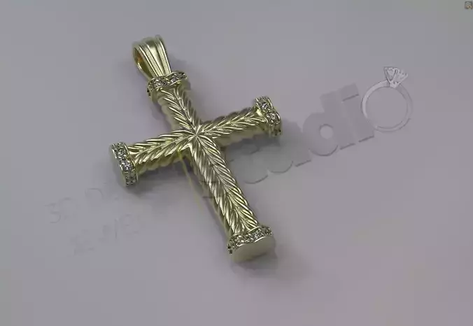 High luxury unique rope cross with gems 3d design