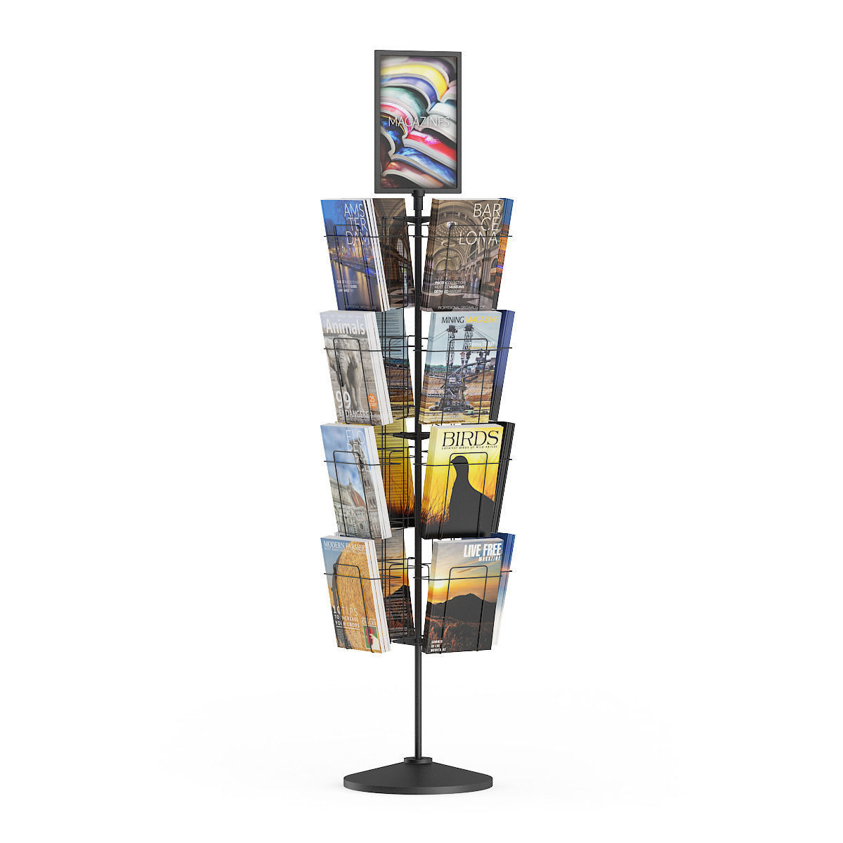 Market Stand with Magazines 2 3D model_2