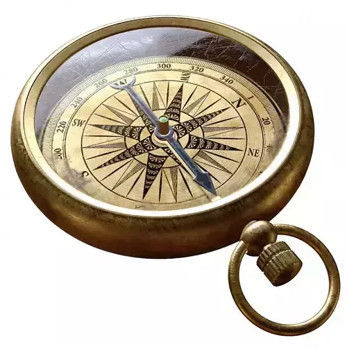 Vintage Brass Compass model with PBR textures 3D model