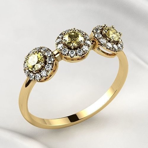 Citrine Gems Gold Ring 3D print model