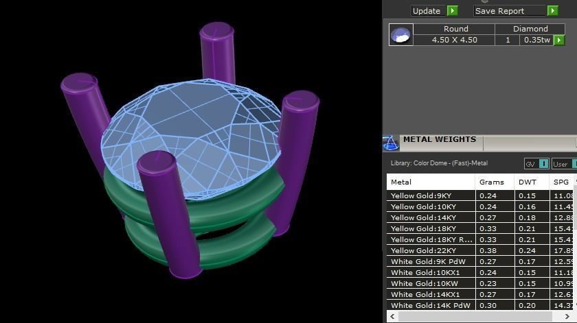 4-Prong Solitaire Earring 4mm50 3D print model_3