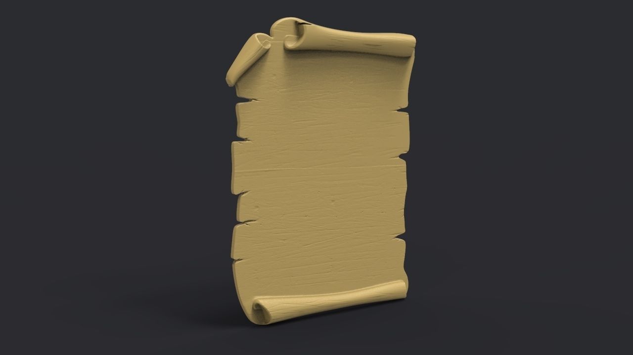 Parchment wooden scroll 3D print model_1
